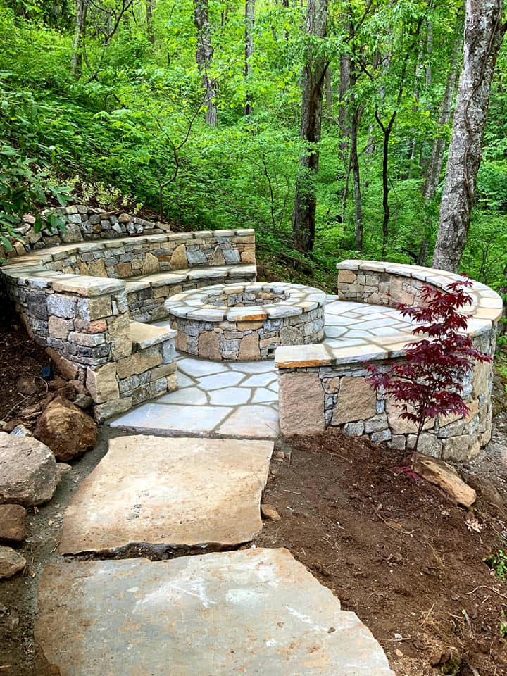 Stone fire pit and gathering area
